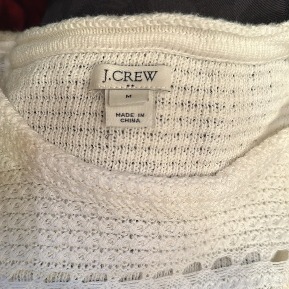 J Crew M Mercantile White Cut Out Sweater w/ Fringe In Excellent Condition! EUC - Picture 9 of 11